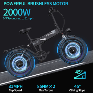 Bicicleta Eléctrica de Largo Alcance con Llantas Gruesas para Adultos, Cuadro de Aluminio, 2000W, Rueda de 20 Pulgadas, Batería de Litio H20Pro Eahora Cupid Blanca, Disponible en Almacenes de la UE, EE. UU. y Canadá - Product Image 4