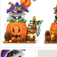 Ensemble de blocs de construction de maison citrouille d'Halloween, briques de citrouille Jack O'Lantern, jouet éducatif 722 pièces, modèle DIY pour enfants