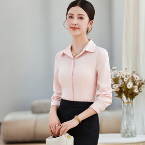Kemeja Wanita Formal Kantor Warna Solid Berkualitas Tinggi untuk Bisnis, Penjualan, Hotel, dan Kerja Sehari-hari - Product Image 5