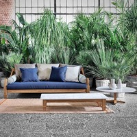 Canapé d'extérieur de style marocain en teck pour cour, combinaison de fauteuils de jardin pour villa, fauteuil de massage, canapé en cuir