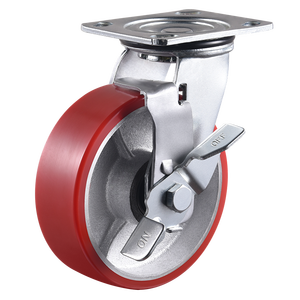 Rueda Giratoria con Freno VIMA Industrial de 4, 5, 6 y 8 Pulgadas, Rueda de Hierro Fundido y PU de Alta Capacidad para Carrito de Compras, Rueda Giratoria de Alta Resistencia - Product Image 2