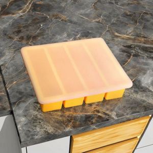 Bandeja de silicona de grado alimenticio para cubitos de hielo, cavidades grandes, ecológica, molde seguro para hielo seco, color amarillo y negro, para herramientas de helados - Product Image 1