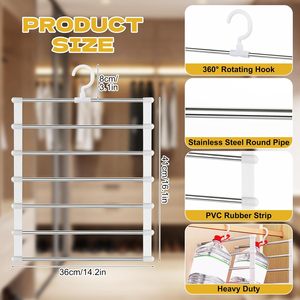 Perchero Multifuncional de Acero Inoxidable para Pantalones, Diseño Plegable en Forma de Escalera, Ganchos Novedosos, Almacenamiento de Ropa Multicapa sin Costuras - Product Image 2