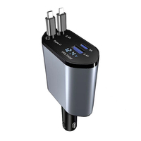 Cargadores PD 120W charge rapide 4 en 1 chargeur de voiture USB rétractable type C adaptateur téléphone portable chargeur de voiture USB avec câbles