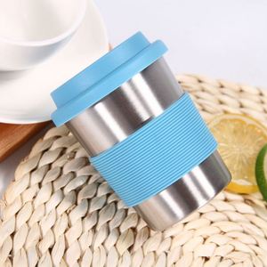 แก้วสแตนเลสขายส่งพร้อมฝาซิลิโคน แก้วกาแฟพกพาสำหรับกิจกรรมกลางแจ้ง - Product Image 3