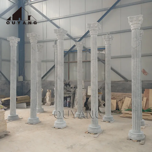 QUYANG al aire libre Bulling decoración lujo piedra Natural tallado porche pilares redondos mármol columna romana para la venta - Product Image 3