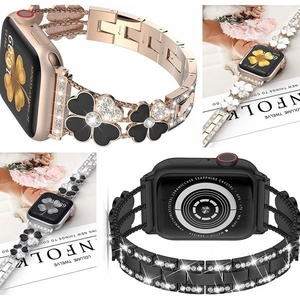 Correa de reloj inteligente Upro para mujer, delgada, con cristal de trébol de cuatro hojas y metal, para Apple Watch Series 8, 9, 10, Ultra, SE, 42, 44, 45, 46 mm - Product Image 3