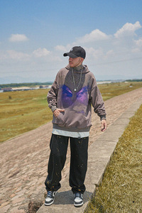 Streetwear Distressed Sweat Suit <strong>Demon</strong> <strong>Slayer</strong> Woobie Fluffy Knit Chenille Brown 3D Puff Printing Washed <strong>Hoodie</strong> - Product Image 5