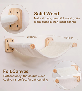 Modern Classic Solid Wood Wall-Mounted <b>Cat</b> Climbing Frame Sisal Rope Velvet Fabric 4 Levels <b>Cat</b> Jumping Platform <b>Scratching</b> Post - Product Image 3
