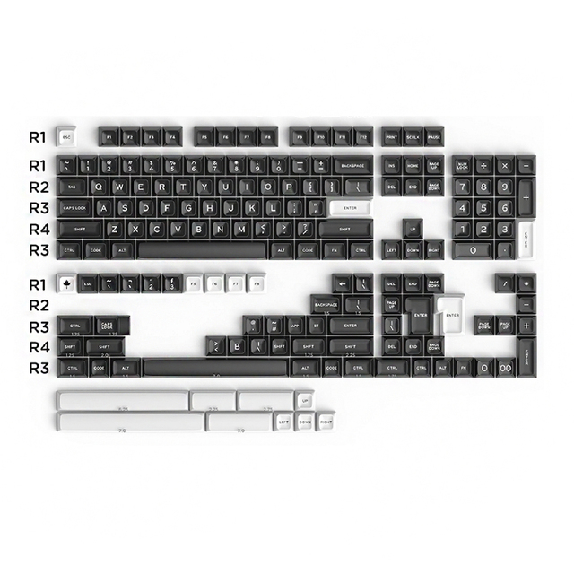 SA Profile English Keycap Set Dye Sub Black ISO/ANSI Layout Mechanical Gaming Keyboard Keycaps
