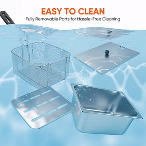 Friteuse électrique avec panier amovible et réservoir d'huile en acier inoxydable, capacité de 4 L, friteuse pour usage extérieur avec contrôle de la température - Product Image 5