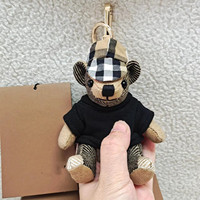 Pendentif ours en peluche voiture porte-clés suspendu coton matériel Plaid cachemire arc-en-ciel ours pour Couples et sac poupées