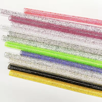 Pailles en plastique PP écologiques réutilisables de 10 mm avec paillettes pour gobelets, 30 cm de long, accessoires de bar de remplacement