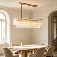 Luminaire suspendu en verre personnalisé de haute qualité à deux couches Lustre classique moderne pour salle à manger Restaurant