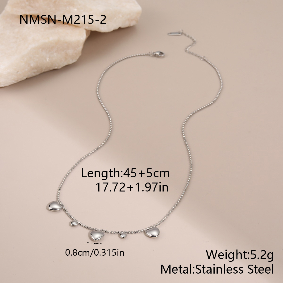 สร้อยคอหัวใจสีเหล็ก NMSN-M215-2