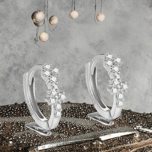 NUEVOS Pendientes de Aro de Plata de Ley 925 con Circonitas y Baño de Rodio, Joyería de Moda al por Mayor, Regalo de Boda - Product Image 3