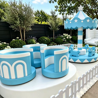 Manège de jeu souple, carrousel bleu et blanc, équipement de jeu rotatif pour enfants pour garderie, école maternelle, location pour fête d'anniversaire