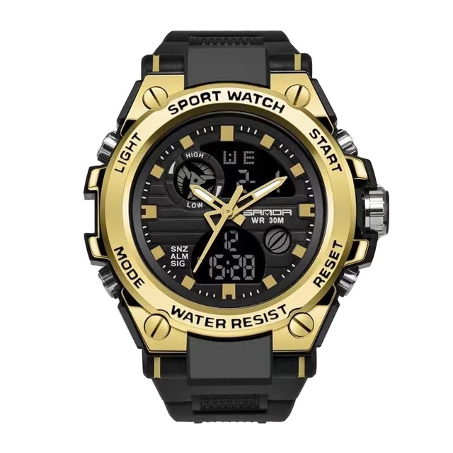 Digital Tactical Multi-Functional Outdoors 3BAR Waterproof Alarm Luminous Stainless Steel 50mm Rubber Band Unisex Sports Watch