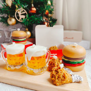 Novedad pollo frito y cerveza Hamburgo vela perfumada aromática Navidad decoración del hogar para uso - Product Image 1