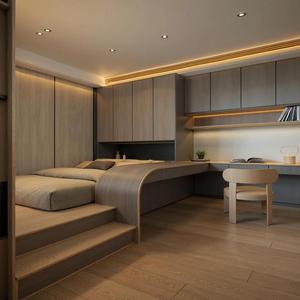 Letto Tatami Moderno con Scrivania Integrata, Letto a Piattaforma Personalizzato con Ampio Spazio di Archiviazione - Product Image 1