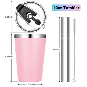Vaso Térmico Personalizado de Acero Inoxidable de 12 oz con Aislamiento al Vacío, Asa, Tapas Herméticas y Pajitas para Niños, Viajes en Auto (Diseño Moderno, 9 Colores) - Product Image 3