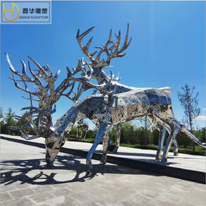 Jiahua Stainless Steel Deer Sculpture Mirror Finish Outdoor Garden Ornament Freestanding Animal Shape - Product Image 2