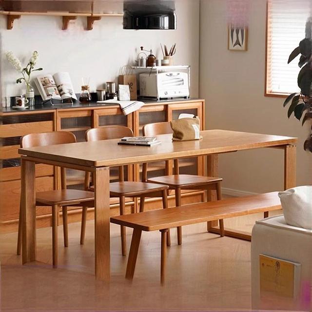 Modern Square 6-Seater Pedestal Dining Table Space Saving Wooden Dining Room Table for Compact Homes