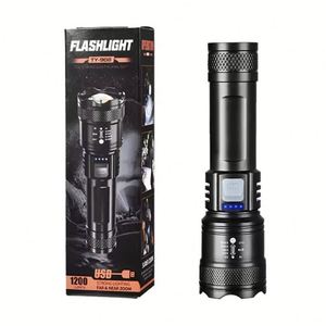 Wosen ngoài trời di động công suất cao 1200 lumen linterna USB có thể sạc lại đèn lồng trắng <span class=keywords><strong>LED</strong></span> <span class=keywords><strong>Torch</strong></span> ánh sáng đèn pin chiến thuật - Product Image 1