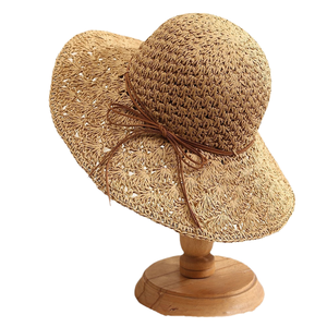 Summer Unisex Raffia <b>Straw</b> Hand Crochet Custom Made Striped Travel Casual Sombrero Hat - Product Image 1