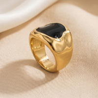 Bague ovale en alliage de luxe léger au design de niche, incrustée de pierres naturelles, élégante, style vintage minimaliste, idéale pour Instagram