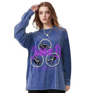 <span class=keywords><strong>MC</strong></span> BUILD Impression DTG personnalisée T-shirt surdimensionné à manches longues Sweat-shirt 400Gsm T-shirt graphique surdimensionné pour unisexe - Product Image 1