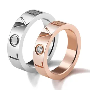 Summer jewelry 2021 all kinds of customized rings lovers engraved stainless steel zircon rings for men and women