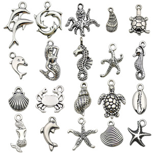 Ensemble de 20 pendentifs en alliage de la <span class=keywords><strong>série</strong></span> Océan, motifs hippocampe, étoile de mer, tortue, pour la création de boucles d'oreilles, bracelets, colliers, bijoux - Product Image 1