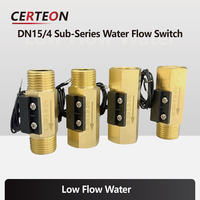 Low Flow Water Flow Meter Sensor Liquid Flow Meter Magnetic Brass Flow Switch Normally Open 1.5-3L/min G3/4 G1/2 G3/8 G1/4