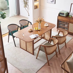 Chaise de salle à manger moderne <span class=keywords><strong>en</strong></span> bois massif nordique avec un design <span class=keywords><strong>en</strong></span> <span class=keywords><strong>rotin</strong></span> tressé pour une utilisation <span class=keywords><strong>en</strong></span> extérieur et dans le <span class=keywords><strong>salon</strong></span> - Product Image 2