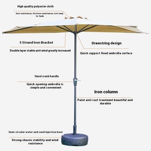<span class=keywords><strong>Demi</strong></span>-parapluie <span class=keywords><strong>mural</strong></span> moderne pour cour extérieure Balcon Jardin <span class=keywords><strong>Parasol</strong></span> latéral rectangulaire en fer pour la protection solaire en plein air - Product Image 1