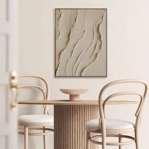 Grande Toile Épaisse Fait Main 3D Simple Beige Texture <span class=keywords><strong>Vague</strong></span> Océan Texture Peinture à l'Huile Art Mural Moderne - Product Image 4