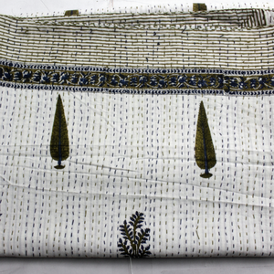 100% Cotton Kantha <b>Flat</b> Bed Sheet Red Floral Print 200TC Washable Disposable Customizable for Bedroom & Living Room Use - Product Image 1