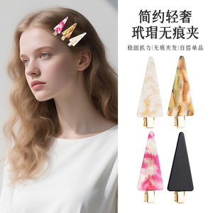 Pinzas para el Cabello de Acetato, Triangulares, Color Carey, Rosa, Amarillo, Blanco, Negro, Uso Diario, Accesorios para el Cabello Unisex - Product Image 2