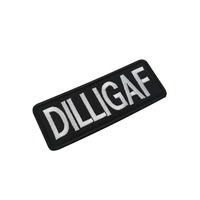 Broderie de qualité personnalisée DILLIGAF couleur noire couture sur tissu vêtements Patch de lettre avec visage en cerceau