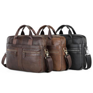 Bolsos de Hombro de Cuero Vacuno Genuino Andong, Maletines para Hombre, Bolsa de Mensajero para Portátil de 14 Pulgadas, Gran Capacidad, para Negocios - Product Image 2