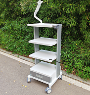 Chariot endoscopique exclusif pour hôpital, organisateur de câbles, roulettes verrouillables et prise intégrée, chariot pour appareil vidéo médical