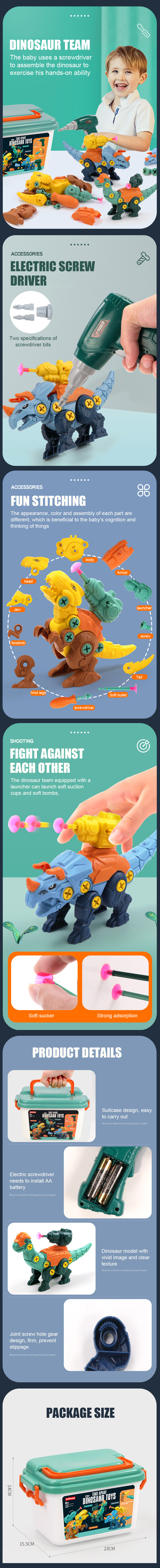 Dinosaur DIY Assemble Puzzle STEM Learning Take Apart Construction Toy Drill Educational Toys for Children