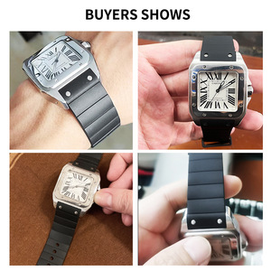 Compatibile con l'orologio in gomma <span class=keywords><strong>Cartier</strong></span> Santos Santos 100 con cinturino in silicone da 23 mm per uomo e <span class=keywords><strong>donna</strong></span> - Product Image 4