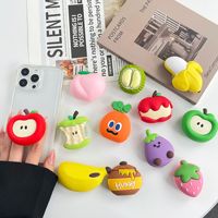 Coque de téléphone transparente avec coussin d'air et support paresseux, motif fruits simulés, pour visionnage de séries sur bureau