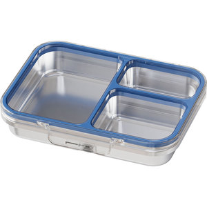 Boîte à bento en acier inoxydable avec couvercle transparent Tritan, 3 compartiments, boîte à lunch en métal avec couvercle transparent, récipient en silicone - Product Image 5