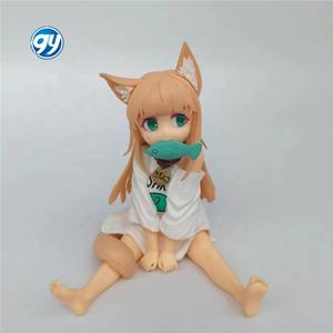 Statuetta in Polvere di <span class=keywords><strong>Kinako</strong></span>, Gattina in Posa Seduta che Mangia Pesce, Modello 2D, Ornamento da Collezione per Scrivania e Case del Computer - Product Image 3