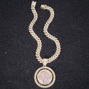 จี้เพชรทรงยุโรปอเมริกันแบบหมุนได้ ดีไซน์เก๋ เคลือบทอง พร้อมสร้อยเชื่อมแบบฮิปฮอปสุดเทรนดี้ - Product Image 6