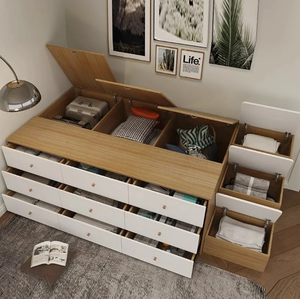 Cadre de lit moderne capitonné en tissu, doux et rembourré, avec tiroirs de rangement, disponible en tailles simple, double, queen et king, à prix abordable - Product Image 5