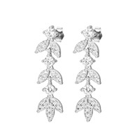 Boucles d'oreilles clous de luxe en argent sterling 925 plaqué or 18 carats avec moissanite VVS en forme de feuille pour femme - Vente en gros de bijoux